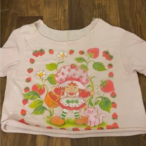 Pink Strawberry Character Short Sleeve Kids Tee